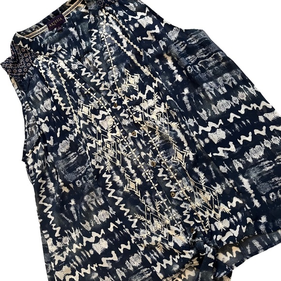 Artesia V-Neck Sleeveless Tie Front Top, Sz L - Picture 8 of 12